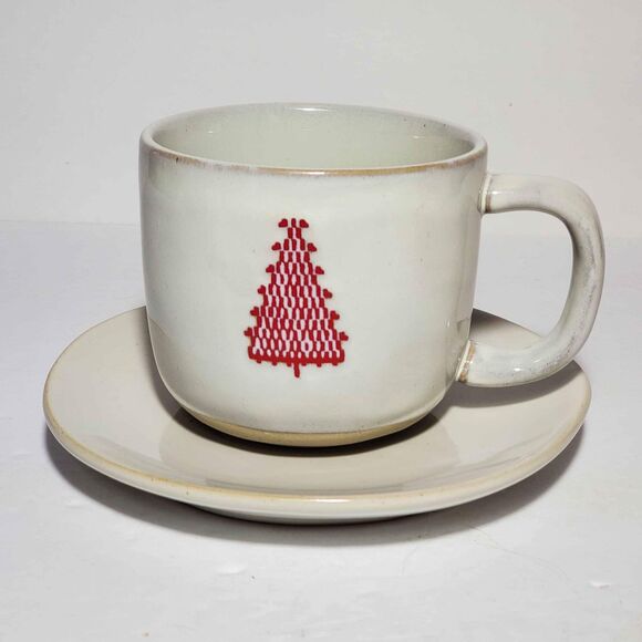 Hearth & Hand Mug and Plate Red Christmas Tree Stoneware - Picture 2 of 8